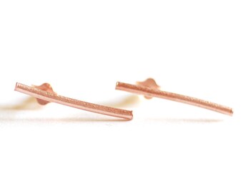Matte Rose Gold Bar Earrings, Line Earrings, Stick earrings, bar stud earrings, minimalist earrings, Filament earrings, Ear Climbers, Post