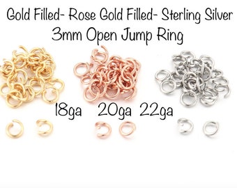 25 PIECES 14k Gold Filled OPEN Click and Lock Jump Rings 3mm 22gauge 20gauge 18gauge Open Jump Rings O Ring Jewelry Findings Links