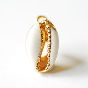 24k Gold Dipped Real Natural Cowrie Shell, Natural gold dipped shell pendant, Gold Cowrie shell pendant charm, Cut Cowrie Shell Beads