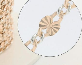 2.5mm Starburst Two Tone Chain, 14/20 Gold-Filled and 925 Sterling Silver, Wholesale Permanent Jewelry Making Chain [STA-23-2T ]