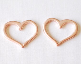 2pcs Matte Vermeil Rose Gold Open Heart Connector- 18k gold plated over Sterling Silver Heart Charm Pendant, Pink Gold Heart, Heart Link, 84