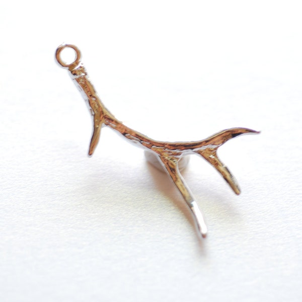 Sterling Silver Deer Antler Charm Pendant- 925 Sterling Silver Antler, Silver Antlers, hunting charm, Nature Charm, Hunting Charm, 248