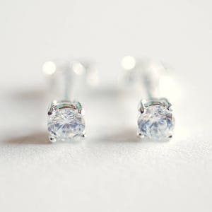 925 Sterling Silver CZ Earrings, Gold, Rose Gold, cz earrings, cz studs, cz silver stud earrings, solitaire studs, solitaire earrings, Studs image 3