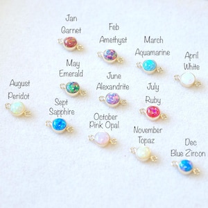 Opal 14k Gold Filled Connector Birthstone Charm Permanent Jewelry 4mm Bracelet Connector Synthetic Opal Gemstone