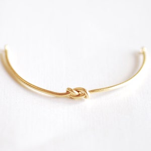 Matte Vermeil Gold Love Knot Bracelet- 18k gold over plated Sterling Silver Knot Cuff Bracelet, Adjustable Bracelet, Bangle, Cuff, 263