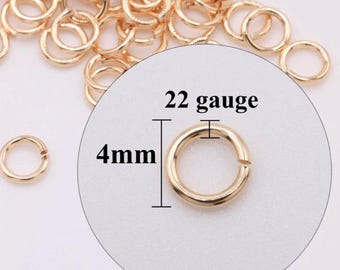 25 Pieces - 14k Gold Filled Open Jump Rings - 4mm Open Jump Ring - Jewelry Closure - Connector - Gold Findings - 22 GAUGE Permanent Jewelry
