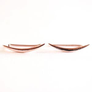 Shiny Rose Gold Crescent Moon Ear Climbers- Moon Earrings, Ear Crawlers, Ear Climbers, Moon Ear Pin, Moon Ear Cuff,Moon Ear Crawler Earrings
