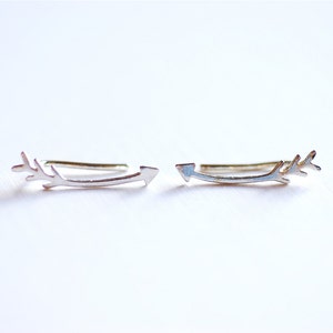 Sterling Silver Arrow Earring Climber Ear Cuff- 925 Silver Arrow Earrings, Arrow Earring Crawler, Curved Arrow Earring, Ear Jacket, 281