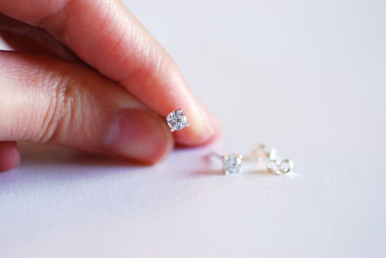 925 Sterling Silver CZ Earrings, Gold, Rose Gold, cz earrings, cz studs, cz silver stud earrings, solitaire studs, solitaire earrings, Studs image 9