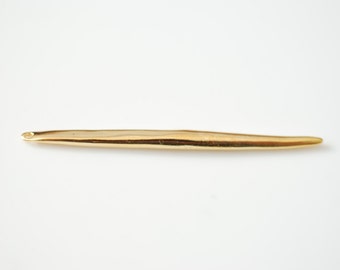 Vermeil Gold Medium Skinny Thin Needle- Vermeil Glossy Spike Needle Dagger Pendulum, 18k gold plated sterling silver, Gold needle Charm, 11