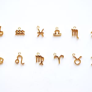 Small Zodiac Charms Vermeil 18k gold over 925 Sterling Silver, Astrological Zodiac Signs, Zodiac Symbols, Birthday, Horoscope Charm, image 2