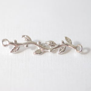 Sterling Silver Tree Branch Connector Tree Branch Charm Vine Leaf Branch Vine with Leaves Family Tree Gold Branch Silver Rose thorn, 67
