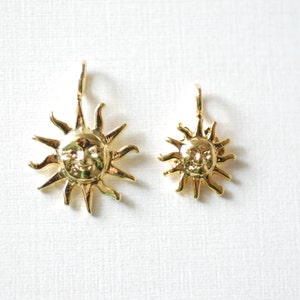Vermeil Gold Sunshine Charm - 18k gold plated over sterling silver, Sun with rays pendant, Gold Sun Charm, 208