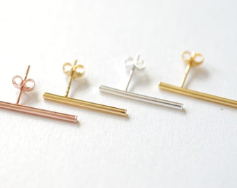 Gold Bar Earrings, rose gold bar earrings, bar earrings, Sterling silver bar earrings, minimalist earrings, bar stud earrings, Ear Climbers