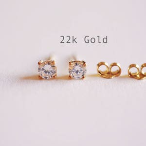 925 Sterling Silver CZ Earrings, Gold, Rose Gold, cz earrings, cz studs, cz silver stud earrings, solitaire studs, solitaire earrings, Studs image 5