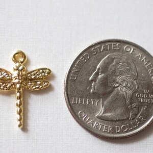 Vermeil Gold Dragonfly Charm 18k Gold Plated Over Sterling - Etsy