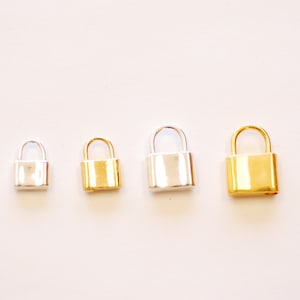 Vermeil Gold Padlock Charm - 18k gold plated over 925 sterling silver Lock and Key Charm Small Lock Padlock Wholesale Charms [MED: 536 ]