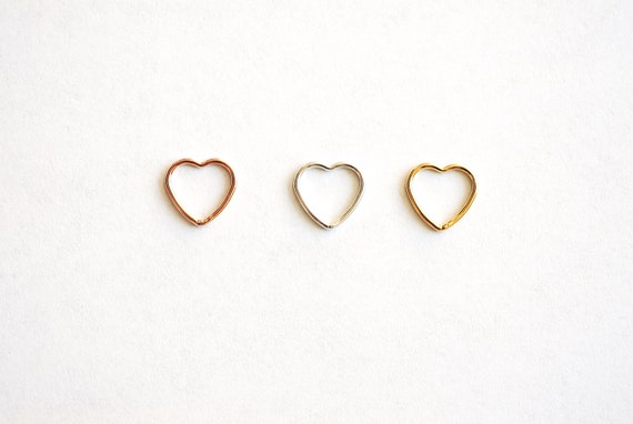 14k gold filled 14k rose gold filled or sterling silver Open Heart Wire Heart connector link spacer Heart Jump Rings 20 gauge wire [GFCH5-7]