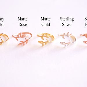 Matte Pink Rose Gold Leaf Branch Ring, Leaf Ring, Layering Ring, Vine Ring, Laurel Ring, Nature Jewelry, twig ring, branch ring, tree ring, image 4