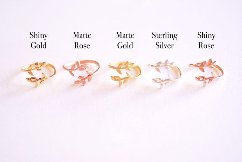 Matte Pink Rose Gold Leaf Branch Ring, Leaf Ring, Layering Ring, Vine Ring, Laurel Ring, Nature Jewelry, twig ring, branch ring, tree ring, image 4