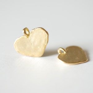 Matte Vermeil Gold Heart Charm 18k gold plated over sterling silver heart pendant, Gold Flat Stamping Heart Blanks, Personalize Heart, 87 image 1