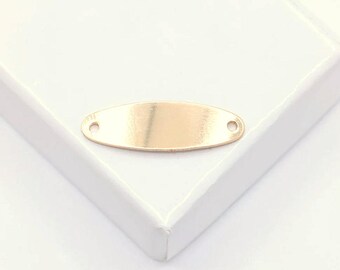 Gebogener ovaler Stabverbinderrohling, 20 mm Gravurschmucklink, Gold- und Silber-ID-Platte für die Armbandherstellung, personalisierter Metallstempel-Rohling