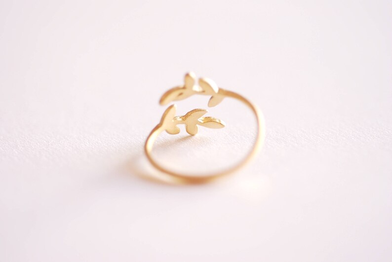 Matte Gold Leaf Branch Ring, Gold Leaf Ring, Layering Ring, Vine Ring, Laurel Ring, Nature Jewelry, twig ring, branch ring, tree ring, image 4