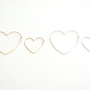 Heart Wire Hoop Earrings- 14k Gold Filled or Sterling Silver Hoop Earrings, Open Heart Wire, Love Heart Shaped Earrings, Heart Hoop Earwire