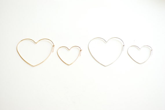 Heart Wire Hoop Earrings- 14k Gold Filled or Sterling Silver Hoop Earrings, Open Heart Wire, Love Heart Shaped Earrings, Heart Hoop Earwire