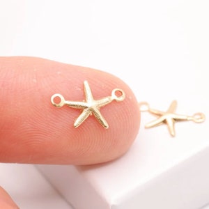 Wholesale Starfish Connector Link Charm Gold Filled Sterling Silver l Permanent Jewelry Findings Component Ocean Sea Life Shell Charms