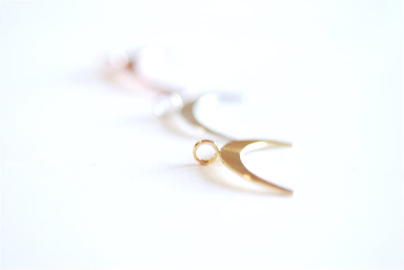 Sterling zilveren Crescent Moon charme hanger-925 Sterling zilveren maan charme, zilveren halve maan charme, zilveren dubbele hoorn hangertje, 298 afbeelding 2