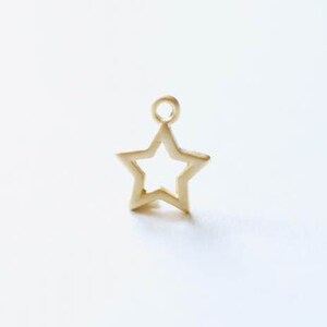Matte Vermeil Gold Star Charm, 18k gold plated over Sterling Silver Open Star Charm, Gold Open Star, Star Connector Link, Shooting Star, 61