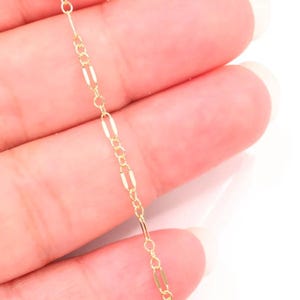 14/20 GF 2.5mm Long and Short Dapped Sequin Chain, 14k Gold Filled Sequin Chain, razor blade chain, 14k gf choker chain, chain by foot image 4