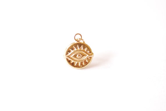 14k Gold Filled Evil Eye Charm 14GF Evil Eye With Bead Double