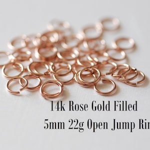 25 Pieces - 14k Rose Gold Filled Open Jump Rings - 5mm Jump Ring - Jewelry Closure - Pink Gold Findings - Wholesale Jewelry Supplies
