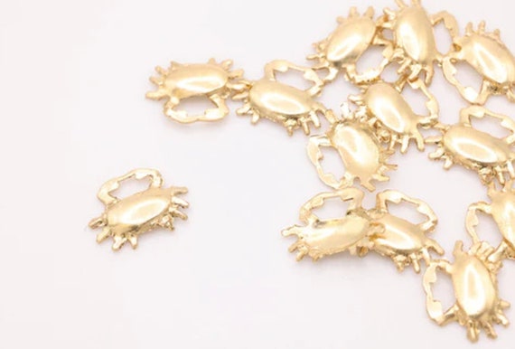 Wholesale Gold Filled Tiny Crab Charm l Permanent Jewelry Charms Gold Filled Findings Sea Marine Life Crustacean Shell [GFCH4-56]