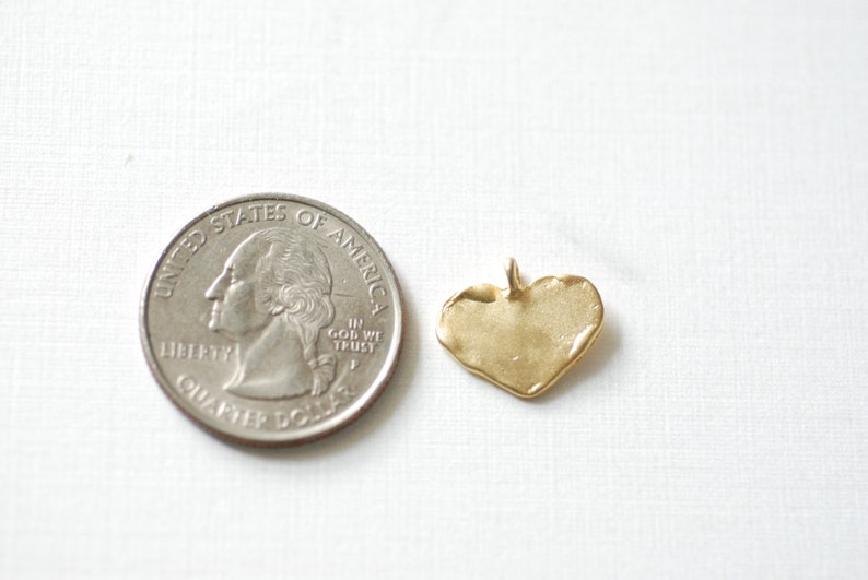 Matte Vermeil Gold Heart Charm 18k gold plated over sterling silver heart pendant, Gold Flat Stamping Heart Blanks, Personalize Heart, 87 image 2
