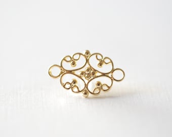 Vermeil Gold Flower Spacer, Connector and Link, Chandelier Earrings Parts- 18k gold plated over sterling silver, Filigree Connector, 291