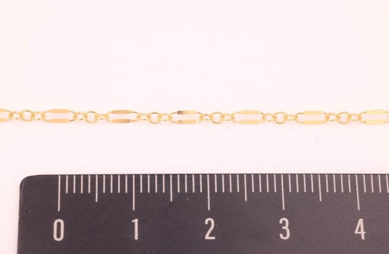 14/20 GF 2.5mm Long and Short Dapped Sequin Chain, 14k Gold Filled Sequin Chain, razor blade chain, 14k gf choker chain, chain by foot image 6