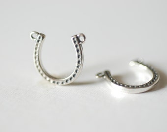 2 pcs Sterling Silver Horseshoe Connector Charm - 925 Silver Horseshoe Charm Pendant, Sterling silver Charms, Wholesale Bulk Supply, 157
