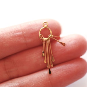 Tofsberlock med paddeltråd - 925 sterlingsilver eller vermeil 18k guld tofsberlocker tofs för örhängen DIY smyckestillverkning Sunburst tofs bild 3