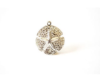 Sterling Silver Sand Dollar Charm- 925 Silver Starfish Sand Dollar, Nautical Beach themed Charms Wholesale, Sterling Silver Charms, 134