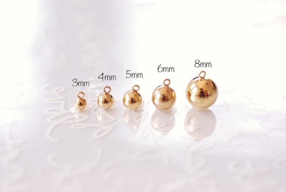 3mm 4mm 5mm 6mm 8mm 14k gold filled Ball Drop Pendant Circle Sphere Round  Bead Jewelry Findings Wholesale Bulk Supplies