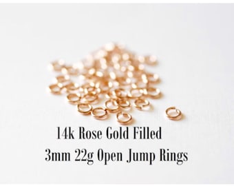 25 pcs 3mm 14K Rose Gold Filled Open Jump Rings, 3.mm Rose GOLD FILLED 14k Open Jump Rings Connectors, Rose Gold Jump Rings