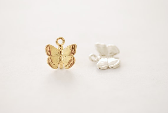 Vermeil Gold or 925 Sterling Silver Butterfly Drop Charm Pendant