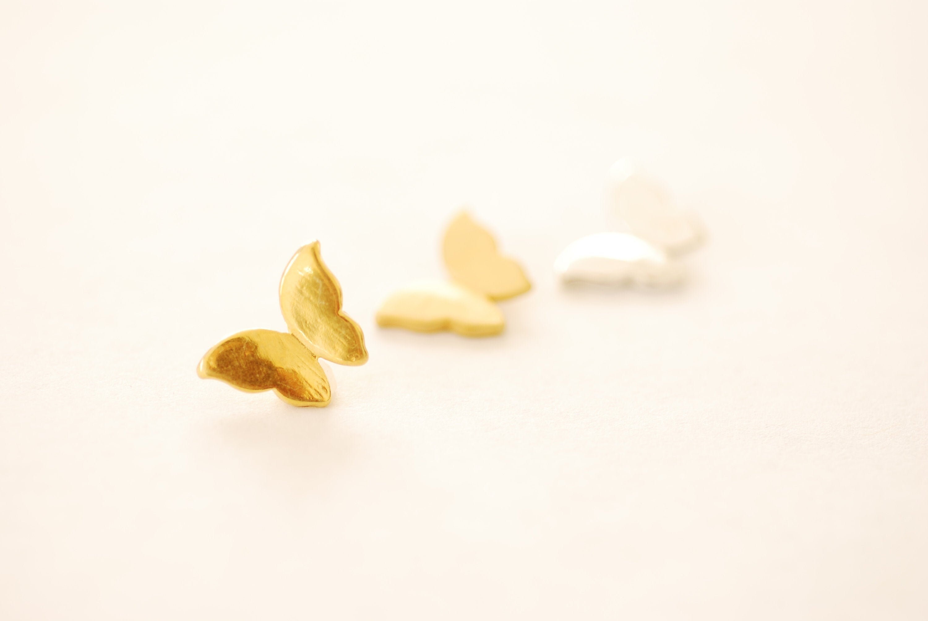Vermeil Gold or Sterling Silver Butterfly Charm Pendant Dainty Butterfly Charms Bulk Necklace Bracelet Charm Insect Jewelry Findings [581]