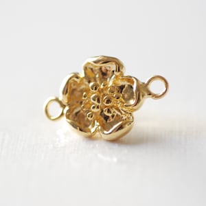 Shiny Vermeil Gold Hawaiian Plumeria Flower Connector- 18k gold plated over sterling silver, Gold Flower Connector, Daisy, Calla Lilly, 118
