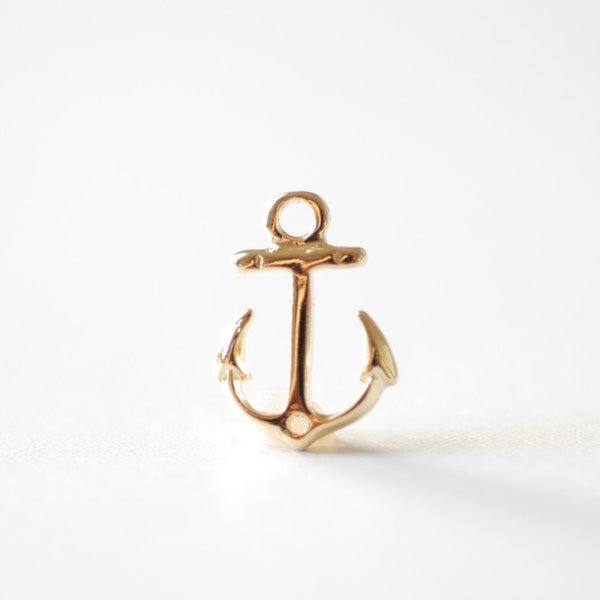 Shiny Vermeil Gold Anchor Connector - 18k gold plated over sterling silver, Gold Anchor Link Spacer Connector, Nautical Anchor Charm, 101