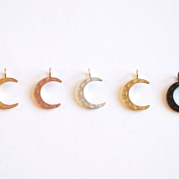 Hammered Vermeil Gold Crescent Moon Charm- 925 Sterling silver plated 22k Gold, Gold Half Moon, Eclipse Moon, Half Circle, Moon Charm, 117
