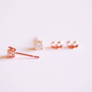 925 Sterling Silver CZ Earrings, Gold, Rose Gold, cz earrings, cz studs, cz silver stud earrings, solitaire studs, solitaire earrings, Studs image 8